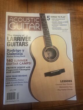 Acoustic Guitar Magazine April 2008 Larrivee Ft. Used NM Excellent Cond